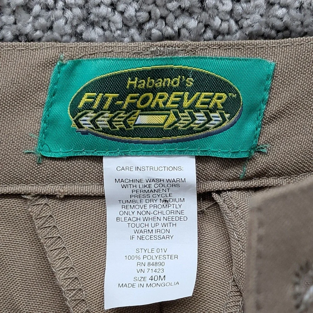 Haband Fit-Forever Mens Tan Khaki Dress Slacks Permanent Press Pants 40M 8107
